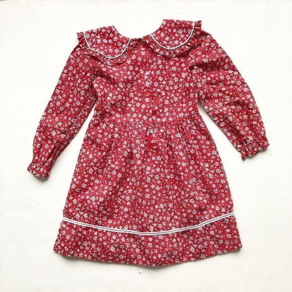Vintage Chuckle floral ruffle collar dress 4/5T - Picture 5 of 6